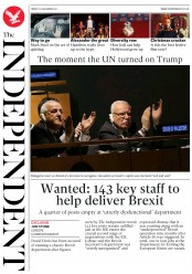 The Independent (UK) Newspaper Front Page for 23 December 2017