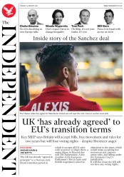 The Independent (UK) Newspaper Front Page for 23 January 2018