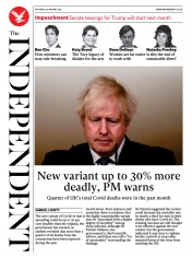 The Independent (UK) Newspaper Front Page for 23 January 2021