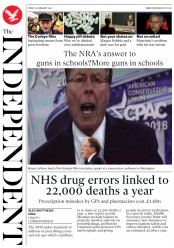 The Independent (UK) Newspaper Front Page for 23 February 2018