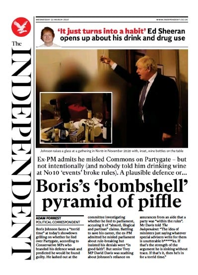 The Independent Newspaper Front Page (UK) for 23 March 2023