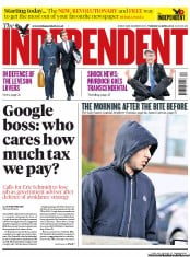The Independent Newspaper Front Page (UK) for 23 April 2013