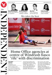 The Independent (UK) Newspaper Front Page for 23 April 2018