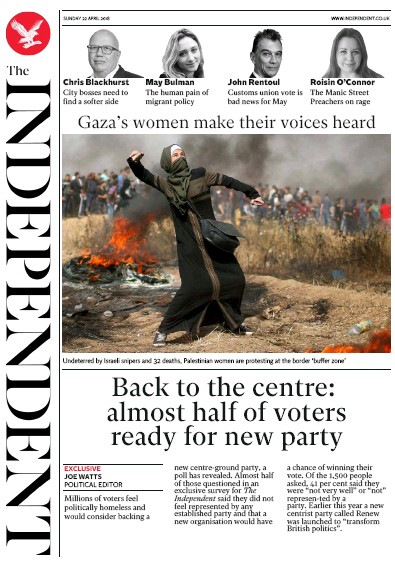 The Independent Newspaper Front Page (UK) for 23 April 2018