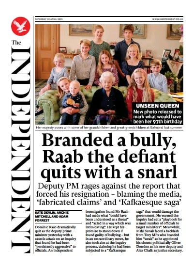 The Independent Newspaper Front Page (UK) for 23 April 2023