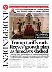 The Independent front page for 23 April 2025