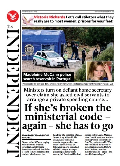 The Independent Newspaper Front Page (UK) for 23 May 2023