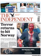 The Independent (UK) Newspaper Front Page for 23 July 2011