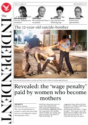 The Independent (UK) Newspaper Front Page for 23 August 2016
