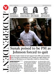 The Independent (UK) Newspaper Front Page for 24 October 2022