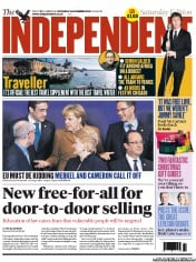 The Independent (UK) Newspaper Front Page for 24 November 2012