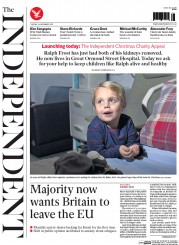 The Independent (UK) Newspaper Front Page for 24 November 2015