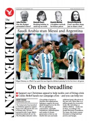 The Independent front page for 24 November 2022