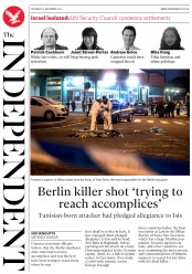 The Independent (UK) Newspaper Front Page for 24 December 2016