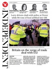 The Independent (UK) Newspaper Front Page for 24 December 2020