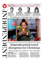 The Independent (UK) Newspaper Front Page for 24 December 2022