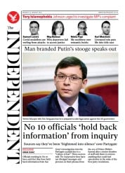 The Independent (UK) Newspaper Front Page for 24 January 2022