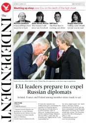 The Independent (UK) Newspaper Front Page for 24 March 2018