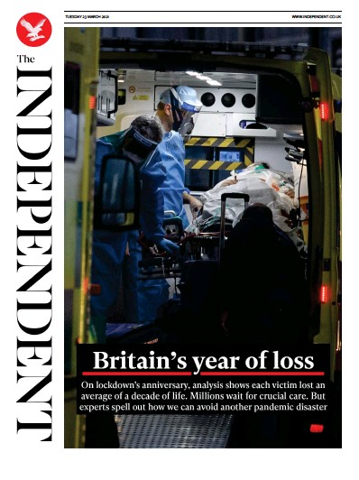 The Independent Newspaper Front Page (UK) for 24 March 2021