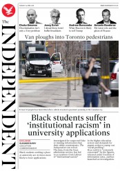 The Independent (UK) Newspaper Front Page for 24 April 2018