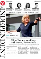 The Independent (UK) Newspaper Front Page for 24 April 2019