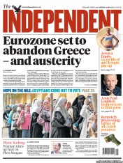 The Independent (UK) Newspaper Front Page for 24 May 2012