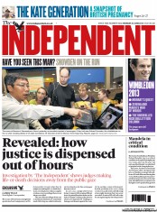 The Independent (UK) Newspaper Front Page for 24 June 2013
