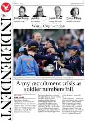 The Independent (UK) Newspaper Front Page for 24 July 2017