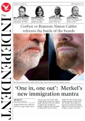 The Independent (UK) Newspaper Front Page for 24 August 2016