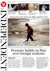 The Independent (UK) Newspaper Front Page for 24 August 2017