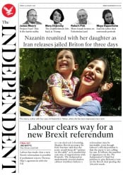 The Independent (UK) Newspaper Front Page for 24 August 2018