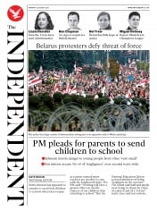 The Independent (UK) Newspaper Front Page for 24 August 2020