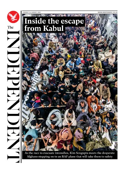 The Independent Newspaper Front Page (UK) for 24 August 2021