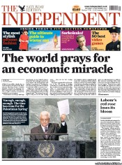 The Independent Newspaper Front Page (UK) for 24 September 2011