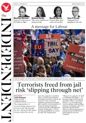 The Independent (UK) Newspaper Front Page for 24 September 2018