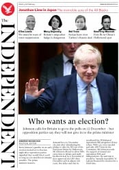 The Independent (UK) Newspaper Front Page for 25 October 2019