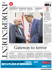 The Independent (UK) Newspaper Front Page for 25 November 2013