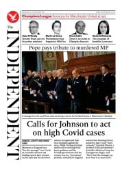 The Independent (UK) Newspaper Front Page for 25 November 2021