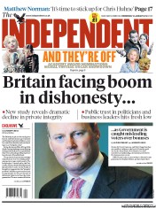 The Independent (UK) Newspaper Front Page for 25 January 2012
