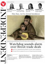 The Independent (UK) Newspaper Front Page for 25 January 2018