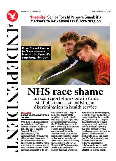 The Independent Newspaper Front Page (UK) for 25 January 2023