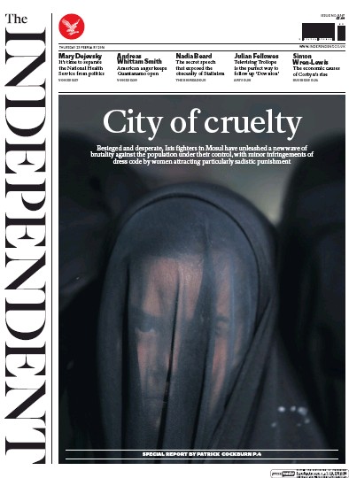 The Independent Newspaper Front Page (UK) for 25 February 2016