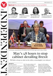 The Independent (UK) Newspaper Front Page for 25 February 2019
