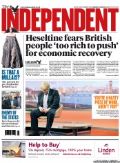 The Independent (UK) Newspaper Front Page for 25 March 2013