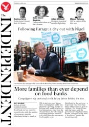 The Independent (UK) Newspaper Front Page for 25 April 2019