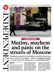 The Independent (UK) Newspaper Front Page for 25 June 2023