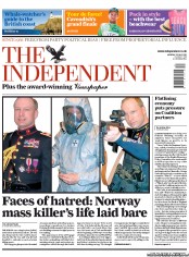 The Independent Newspaper Front Page (UK) for 25 July 2011
