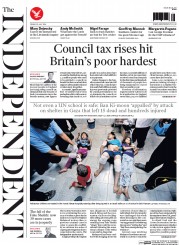 The Independent (UK) Newspaper Front Page for 25 July 2014