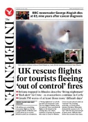 The Independent (UK) Newspaper Front Page for 25 July 2023