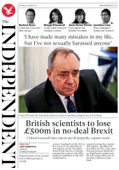 The Independent (UK) Newspaper Front Page for 25 August 2018